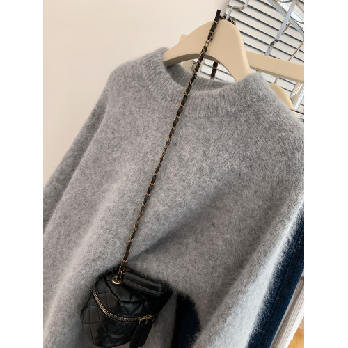 灰色套頭毛衣女秋冬季加厚寬松慵懶風高級感2025新款打底針織衫冬