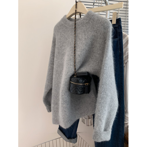 灰色套頭毛衣女秋冬季加厚寬松慵懶風高級感2025新款打底針織衫冬