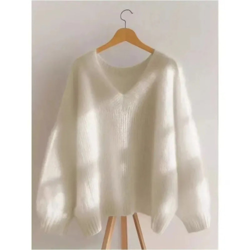 美拉藍色V領軟糯針織毛衣女2025年新款深秋初冬穿搭慵懶chic上衣