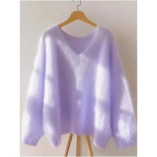 美拉藍色V領軟糯針織毛衣女2025年新款深秋初冬穿搭慵懶chic上衣