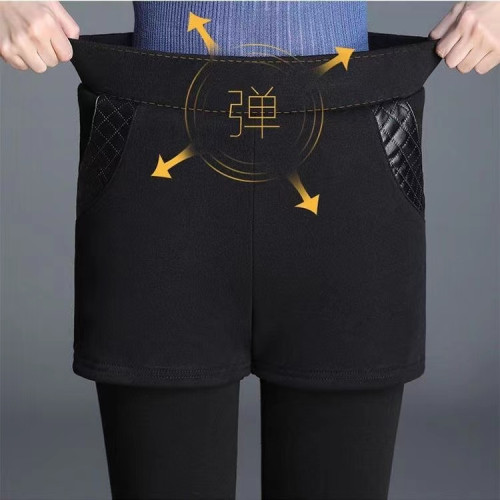 2025新款加絨加厚假兩件打底褲女冬外穿短褲裙保暖高腰小腳褲 2025新款加絨加厚假兩件打底褲女冬外穿短褲裙保暖高腰小腳褲