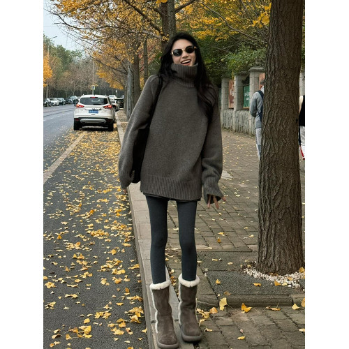 冬季高領套頭毛衣女秋冬加厚外穿慵懶風寬松中長款遮屁股針織上衣 冬季高領套頭毛衣女秋冬加厚外穿慵懶風寬松中長款遮屁股針織上衣