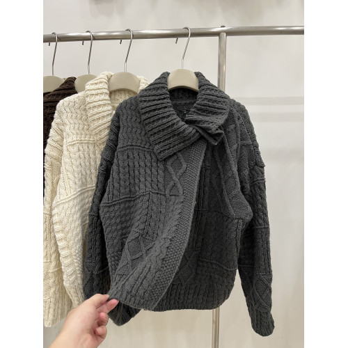 重工加厚立體麻花翻領毛衣外套女秋冬外搭寬松設計感百搭針織開衫 重工加厚立體麻花翻領毛衣外套女秋冬外搭寬松設計感百搭針織開衫