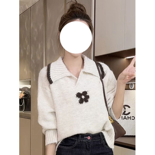 秋冬穿搭撞色翻領花朵毛衣女款2025新款減齡溫柔風絕美巨好看上衣 秋冬穿搭撞色翻領花朵毛衣女款2025新款減齡溫柔風絕美巨好看上衣