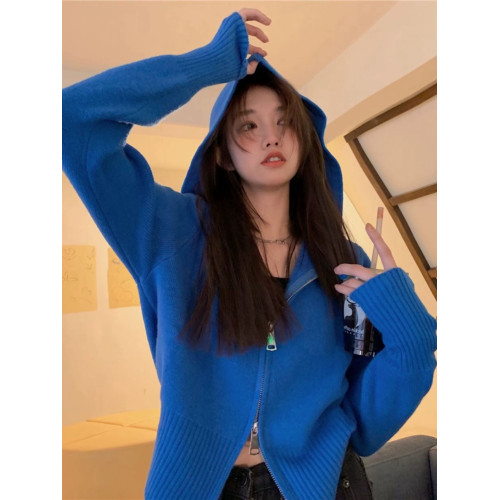 連帽衛衣針織開衫外套小個子女裝2025秋冬新款慵懶寬松打底毛衣潮 連帽衛衣針織開衫外套小個子女裝2025秋冬新款慵懶寬松打底毛衣潮