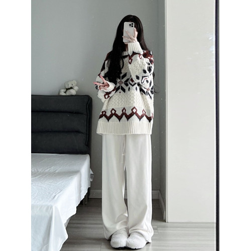 杏色費爾島復古毛衣女2025新款冬季慵懶風穿搭提花氛圍感針織上衣 杏色費爾島復古毛衣女2025新款冬季慵懶風穿搭提花氛圍感針織上衣