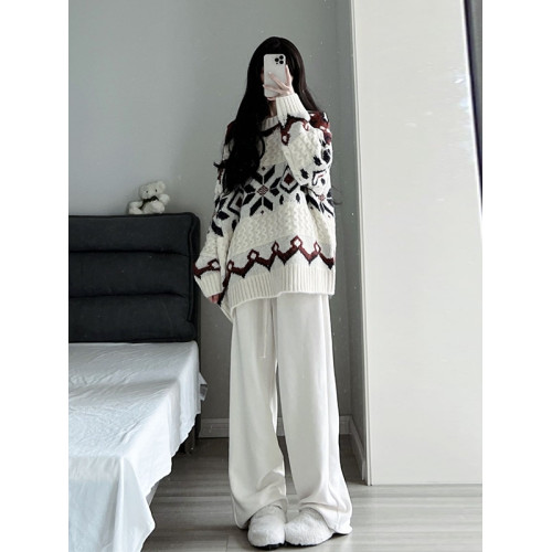 杏色費爾島復古毛衣女2025新款冬季慵懶風穿搭提花氛圍感針織上衣 杏色費爾島復古毛衣女2025新款冬季慵懶風穿搭提花氛圍感針織上衣