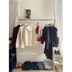 復古雙拉鍊立領毛衣外套女秋冬法式反車拼接長袖休閒減齡針織開衫