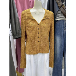 十三行彌香秋冬韓系POLO領長袖設計感針織衫上衣女毛衣慵懶高級感