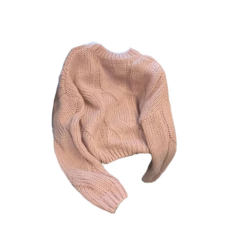 早秋2025新款爆款小個子慵懶風套頭毛衣粉色針織女高級感上衣秋冬