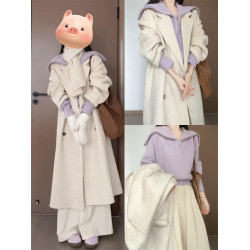 2025新款紫色翻領毛衣外套女秋冬季厚內搭高級感拉鍊針織開衫上衣