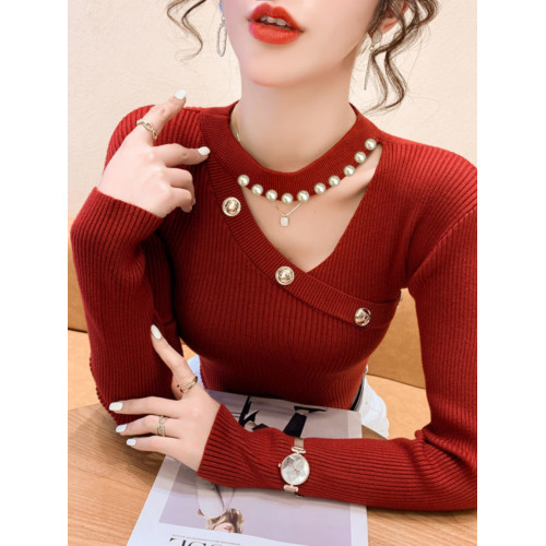 加絨加厚掛脖針織衫女2025新款感小衆鏤空毛衣打底衫內搭秋冬上衣