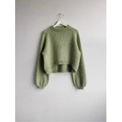 高級感牛油果綠短款套頭針織衫女秋冬慵懶風軟糯毛衣內搭打底上衣