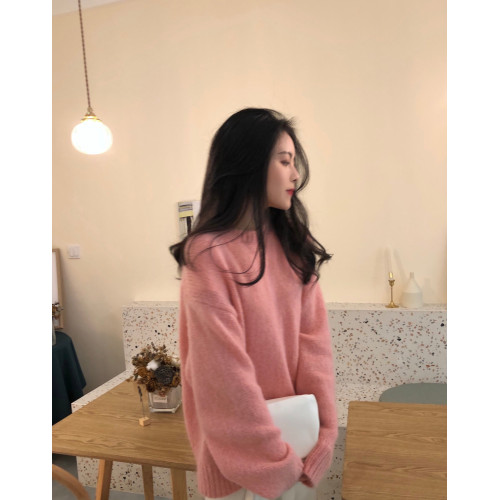 很仙的馬海毛套頭黃色毛衣女2025秋冬新款寬松慵懶風圓領上衣外穿 很仙的馬海毛套頭黃色毛衣女2025秋冬新款寬松慵懶風圓領上衣外穿