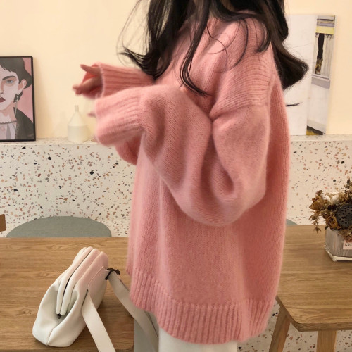 很仙的馬海毛套頭黃色毛衣女2025秋冬新款寬松慵懶風圓領上衣外穿 很仙的馬海毛套頭黃色毛衣女2025秋冬新款寬松慵懶風圓領上衣外穿