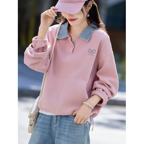 別致設計感假兩件長袖翻領針織上衣女秋季2025年新款寬松休閒衛衣 別致設計感假兩件長袖翻領針織上衣女秋季2025年新款寬松休閒衛衣