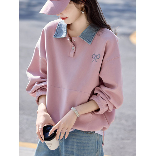 別致設計感假兩件長袖翻領針織上衣女秋季2025年新款寬松休閒衛衣 別致設計感假兩件長袖翻領針織上衣女秋季2025年新款寬松休閒衛衣