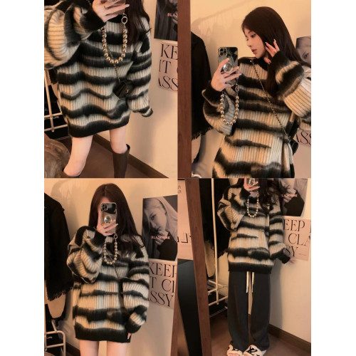 春秋季小香風馬海毛衣女中長款寬松秋冬2024新款高級感外穿針織衫 春秋季小香風馬海毛衣女中長款寬松秋冬2024新款高級感外穿針織衫