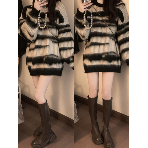 春秋季小香風馬海毛衣女中長款寬松秋冬2024新款高級感外穿針織衫 春秋季小香風馬海毛衣女中長款寬松秋冬2024新款高級感外穿針織衫