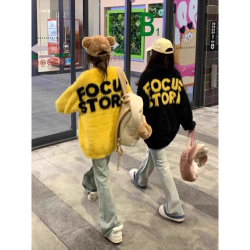 美式高街圓領字母提花針織衫外套男女秋冬水貂絨百搭寬松情侶毛衣 美式高街圓領字母提花針織衫外套男女秋冬水貂絨百搭寬松情侶毛衣