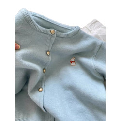 軟糯甜心針織開衫外套女2024春秋裝新款可愛小兔刺綉百搭短款上衣