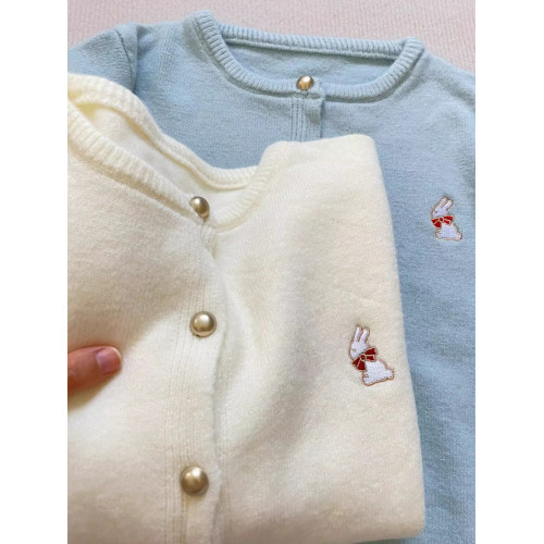 軟糯甜心針織開衫外套女2024春秋裝新款可愛小兔刺綉百搭短款上衣 軟糯甜心針織開衫外套女2024春秋裝新款可愛小兔刺綉百搭短款上衣