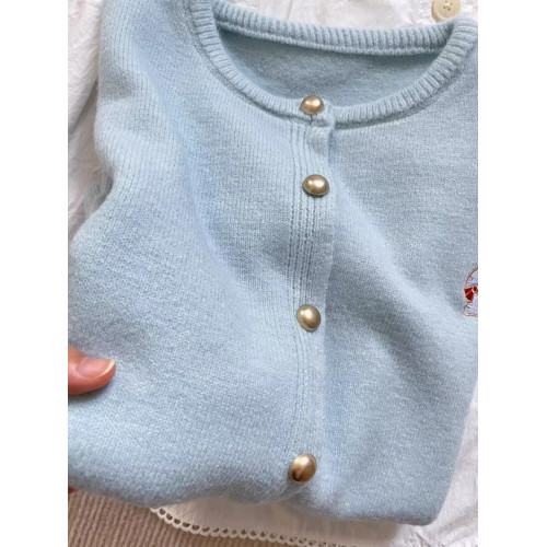 軟糯甜心針織開衫外套女2024春秋裝新款可愛小兔刺綉百搭短款上衣 軟糯甜心針織開衫外套女2024春秋裝新款可愛小兔刺綉百搭短款上衣