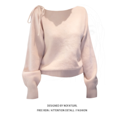 大碼胖MM慵懶風粉色一字肩蝙蝠袖針織毛衣女秋寬松露肩巨好看上衣