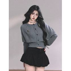 韓系穿搭設計感時尚披肩鬭篷毛衣女2025冬季新款高級洋氣針織上衣