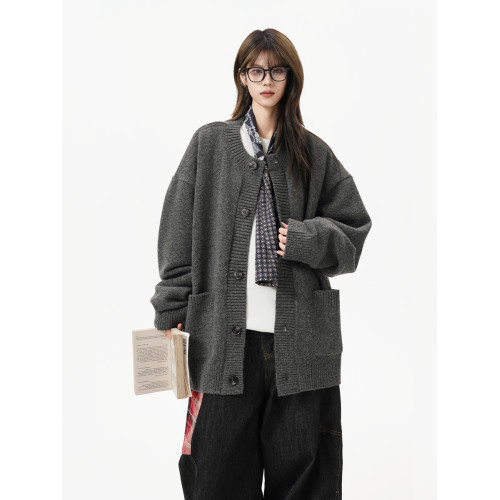 灰色重磅大口袋開衫毛衣女男秋冬季新款慵懶松弛感針織衫外套情侶 灰色重磅大口袋開衫毛衣女男秋冬季新款慵懶松弛感針織衫外套情侶