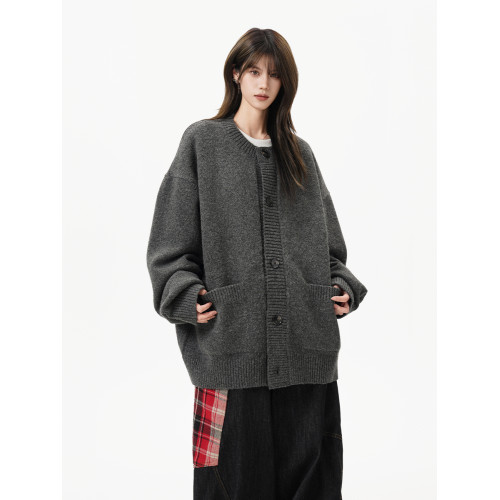 灰色重磅大口袋開衫毛衣女男秋冬季新款慵懶松弛感針織衫外套情侶 灰色重磅大口袋開衫毛衣女男秋冬季新款慵懶松弛感針織衫外套情侶