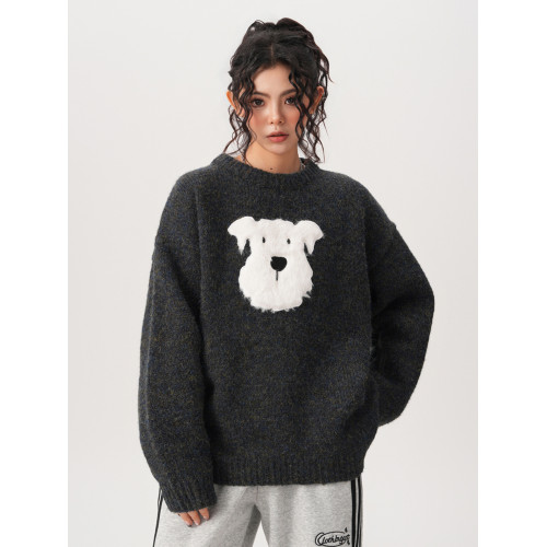 BWKA韓系毛絨小狗提花毛衣女男秋冬重磅寬松加厚慵懶風軟糯針織衫 BWKA韓系毛絨小狗提花毛衣女男秋冬重磅寬松加厚慵懶風軟糯針織衫