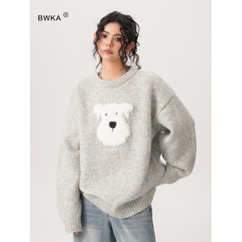 BWKA韓系毛絨小狗提花毛衣女男秋冬重磅寬松加厚慵懶風軟糯針織衫 BWKA韓系毛絨小狗提花毛衣女男秋冬重磅寬松加厚慵懶風軟糯針織衫