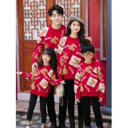 紅色本命年情侶毛衣高級感寬松過年衣服蛇年拜年服聖誕針織衫套頭