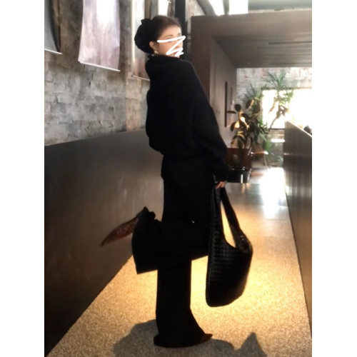 黑色高領毛衣女秋冬季2026新款慵嬾高級感寬鬆加厚設計感針織上衣