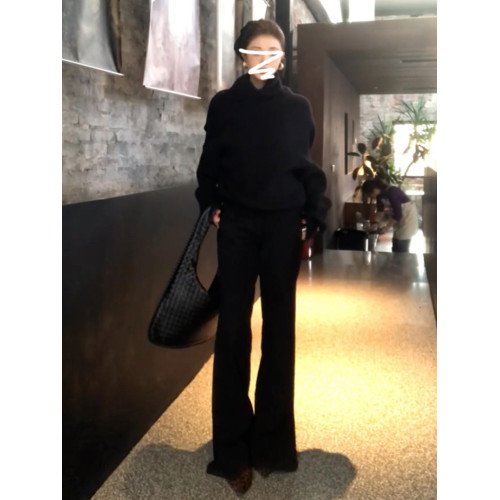 黑色高領毛衣女秋冬季2026新款慵嬾高級感寬鬆加厚設計感針織上衣