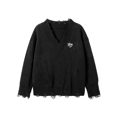 韓系慵懶風黑色針織V領毛衣女秋冬季2025新款軟糯小個子內搭上衣