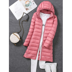 2024年秋冬新款輕薄羽絨服女中長款白鴨絨韓版輕便顯瘦外套脫卸帽