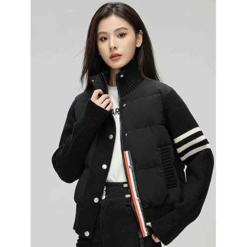 2025年新款90白鴨絨羽絨服女短款冬季新款輕暖拼接針織保暖羽絨服 2025年新款90白鴨絨羽絨服女短款冬季新款輕暖拼接針織保暖羽絨服