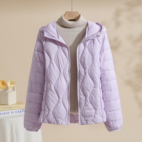 2024年新秋冬大碼輕薄女士羽絨服連帽白鴨絨保暖薄款大碼外套韓版 2024年新秋冬大碼輕薄女士羽絨服連帽白鴨絨保暖薄款大碼外套韓版