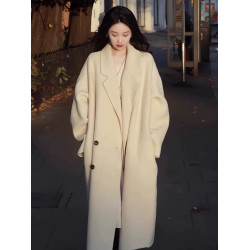 羽絨服內膽毛呢外套女2025冬季新款高級感小個子雙面羊毛羊絨大衣