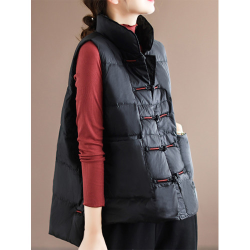 復古羽絨馬甲女春秋2025年新款盤釦白鴨絨寬松坎肩馬夾背心羽絨服 復古羽絨馬甲女春秋2025年新款盤釦白鴨絨寬松坎肩馬夾背心羽絨服