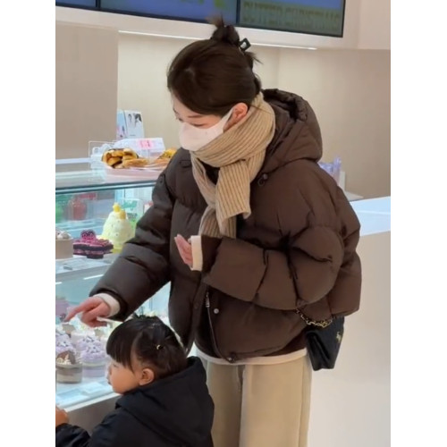 美拉德咖色短款小個子連帽羽絨服女冬季2025新款白鴨絨加厚外套 美拉德咖色短款小個子連帽羽絨服女冬季2025新款白鴨絨加厚外套