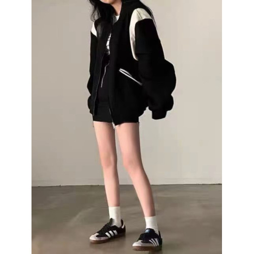 美式復古寬松棒球服拼色美拉德早春秋流行衛衣外套女開衫2025加絨 美式復古寬松棒球服拼色美拉德早春秋流行衛衣外套女開衫2025加絨