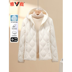 雅鹿2025秋冬新款輕薄羽絨服內膽女連帽多巴胺色減齡內搭外穿外套