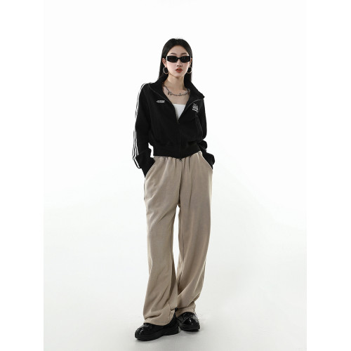 ICH MODE 美式修身短款黑色外套女2026新款春季運動連帽衛衣開衫 ICH MODE 美式修身短款黑色外套女2026新款春季運動連帽衛衣開衫