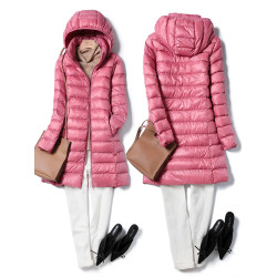 反季秋冬新款輕薄款羽絨服女中長款白鴨絨韓版輕便顯瘦外套脫卸帽