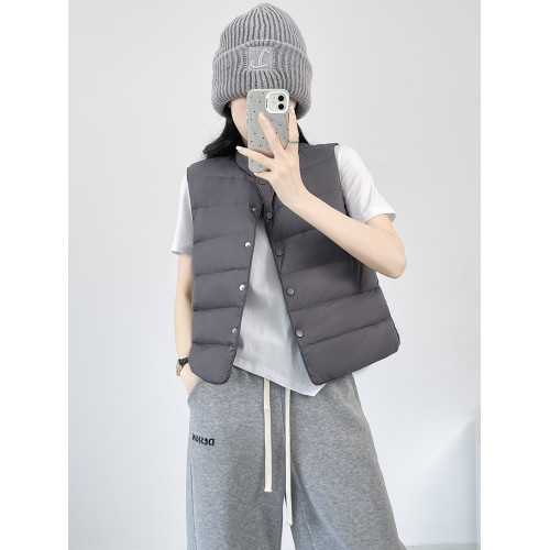 高級灰羽絨馬甲女短款2025秋冬新款輕薄百搭內膽中式高級背心外穿 高級灰羽絨馬甲女短款2025秋冬新款輕薄百搭內膽中式高級背心外穿