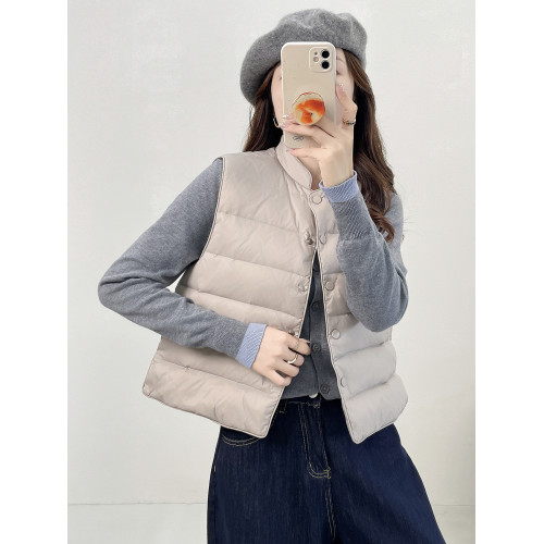 高級灰羽絨馬甲女短款2025秋冬新款輕薄百搭內膽中式高級背心外穿 高級灰羽絨馬甲女短款2025秋冬新款輕薄百搭內膽中式高級背心外穿