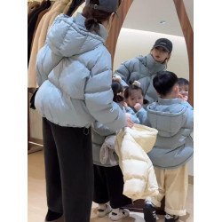 短款連帽羽絨服女冬季新款2025爆款白鴨絨加厚超好看麵包服外套